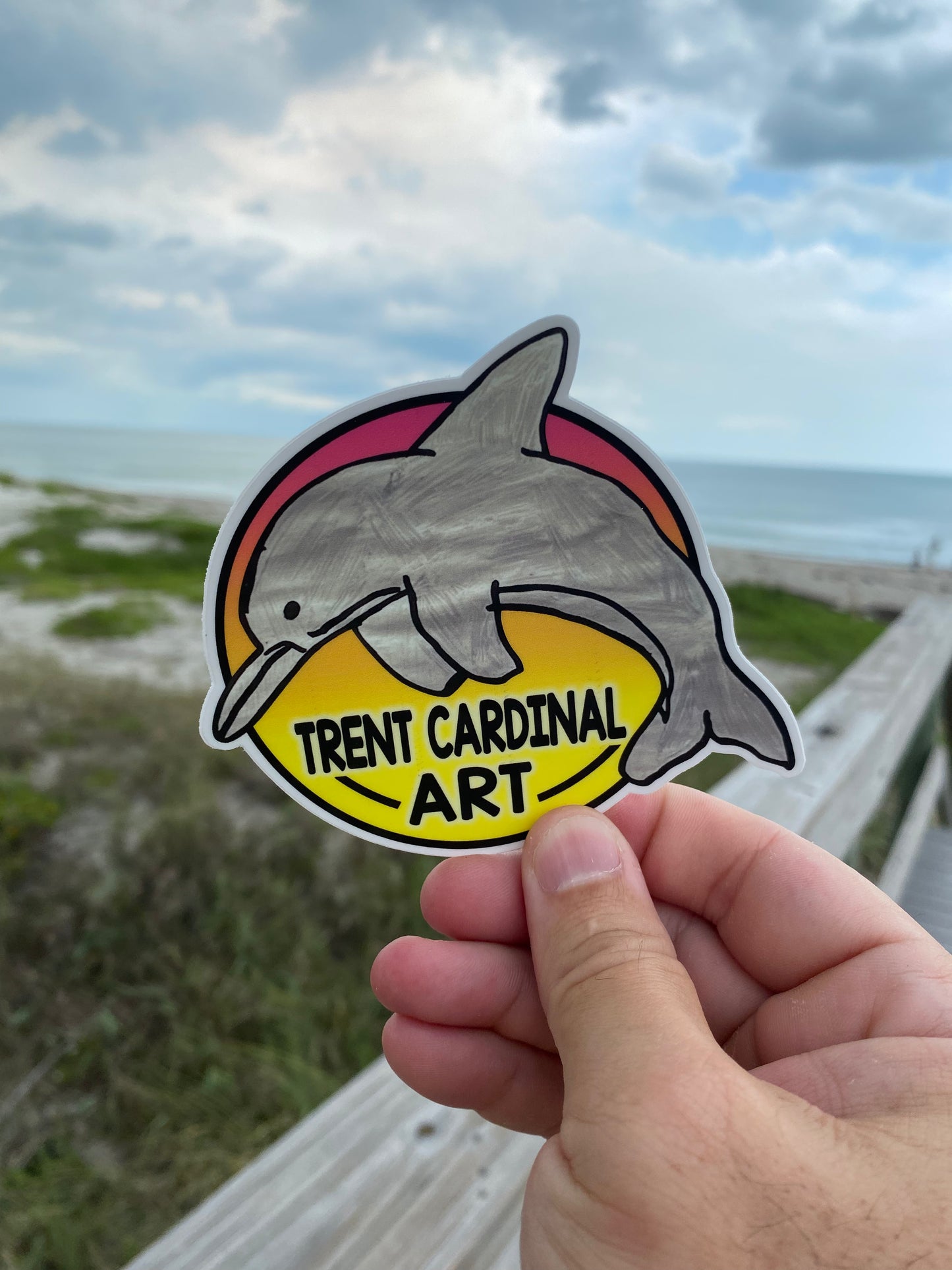 Dolphin Sunset Sticker 4”
