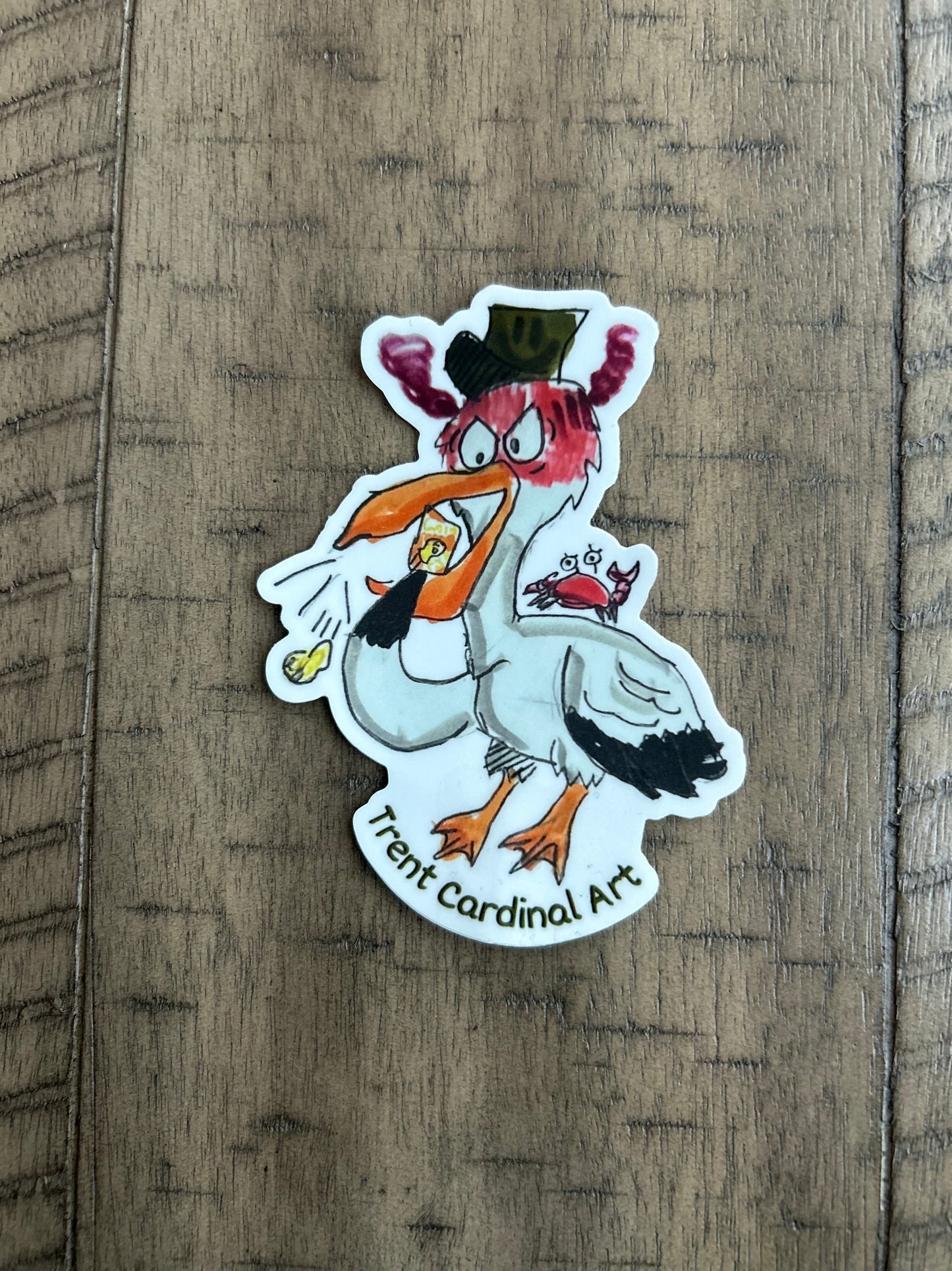 Angry Pelican Sticker 4”