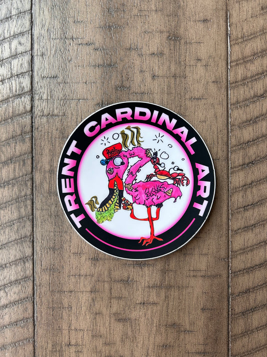 Drunken Flamingo Vinyl Sticker – 4”