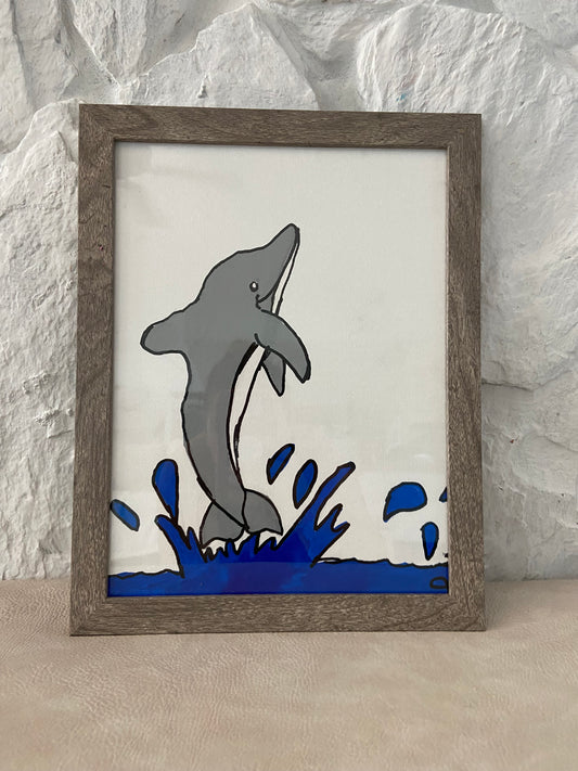 Dolphin Splash Canvas Framed