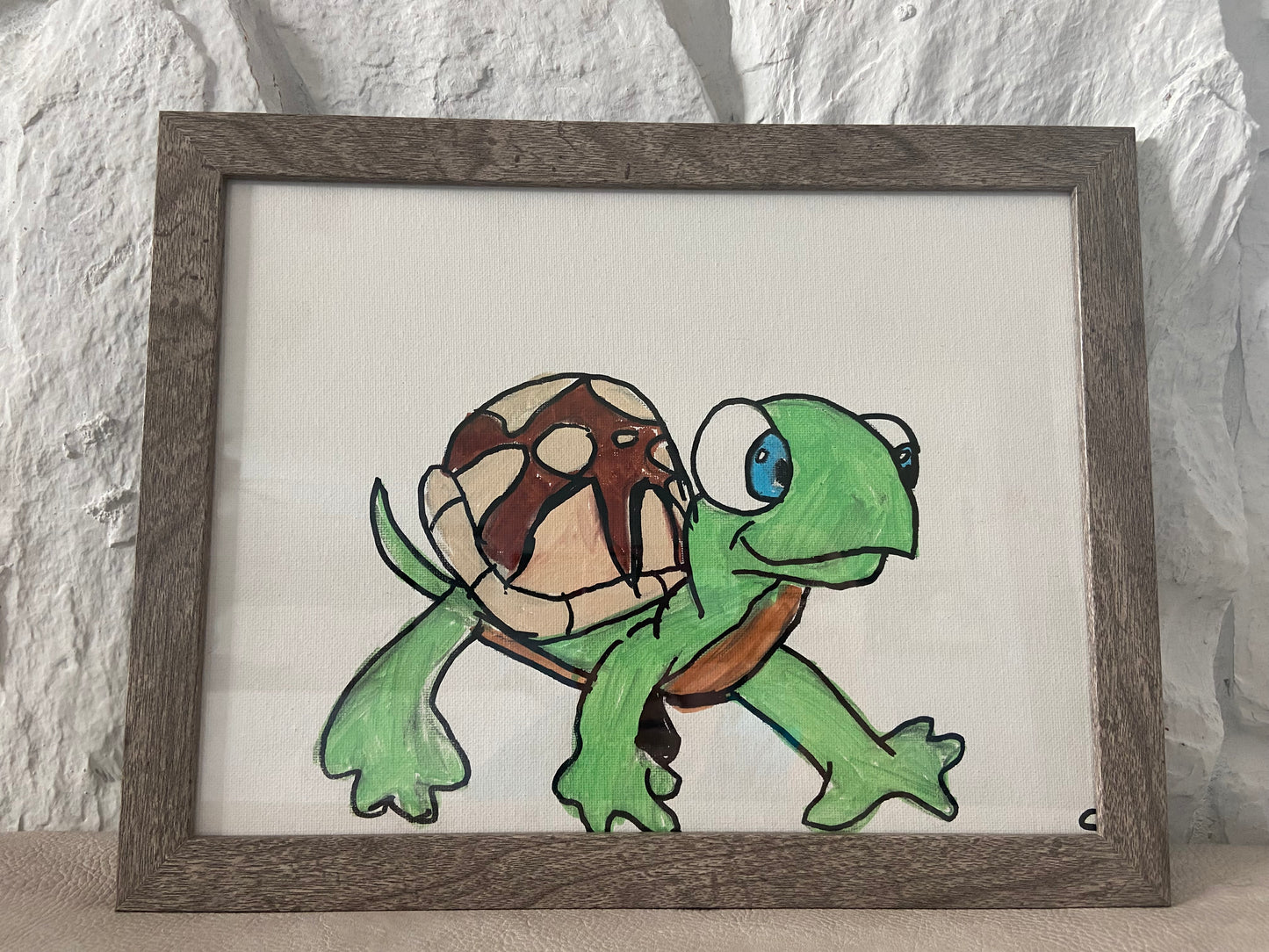 Walking Turtle Canvas Framed Art