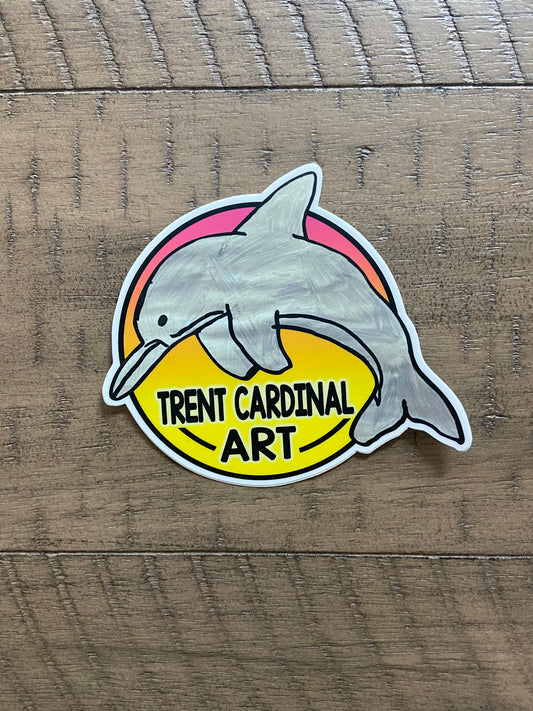 Dolphin Sunset Sticker 4”